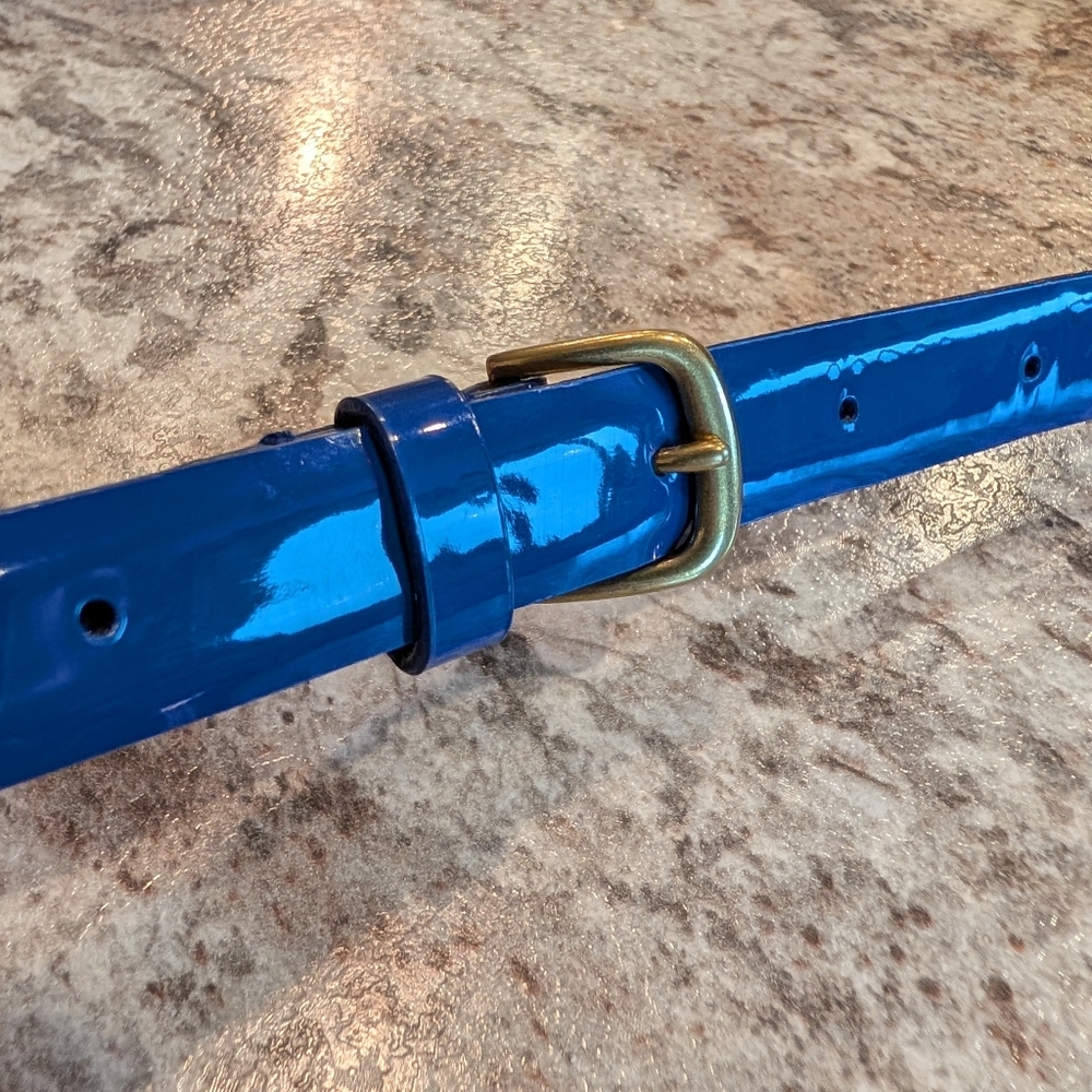 blue J CREW patent leather belt M